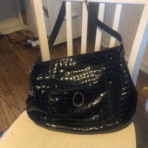 Brighton croc leather black handbag